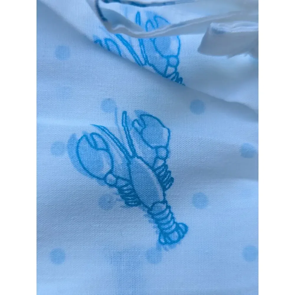 Laura Ashley QUEEN Sheet set 100% cotton percale lobster polka dot blue sheets